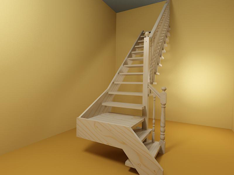 2 - Лестница поворотная двухмаршевая через площадку на 90 градусов